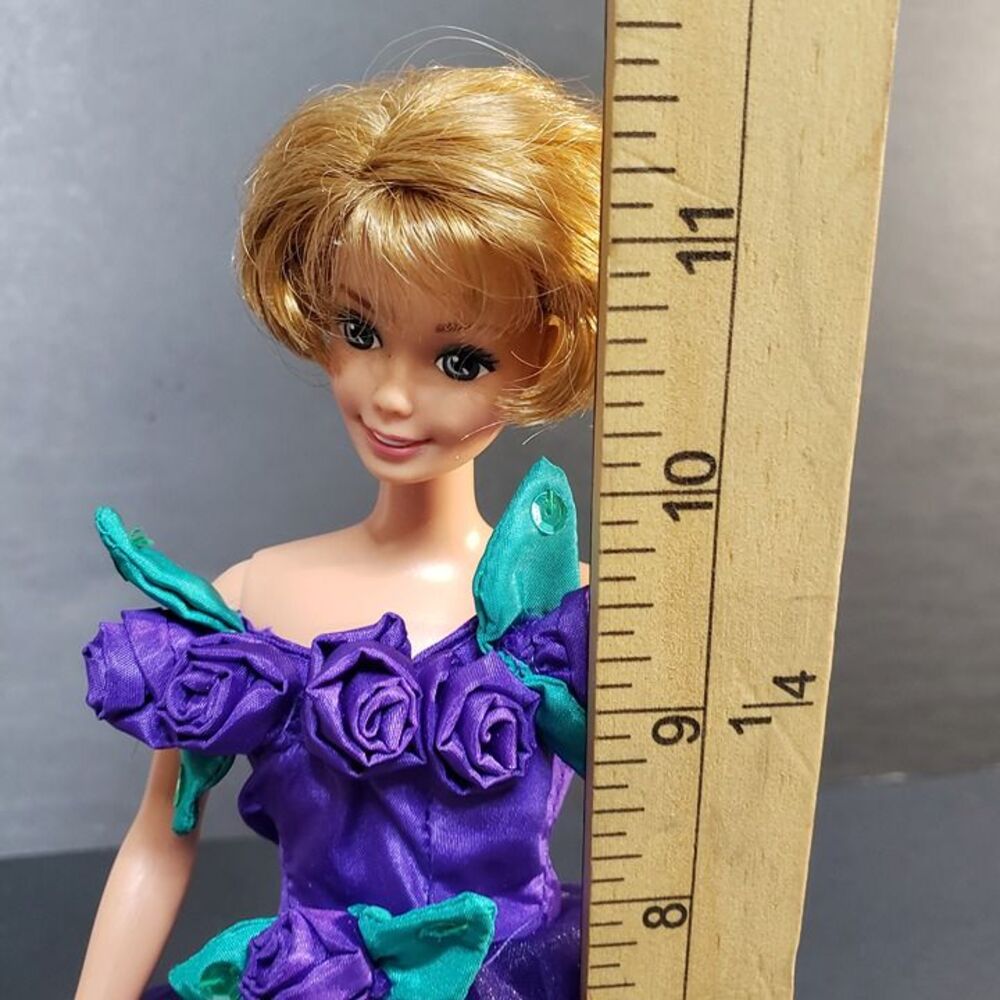 Vintage 90s Sound of Music Maria Barbie Doll in Purple Rose Evening Dress - Picture 4 of 8